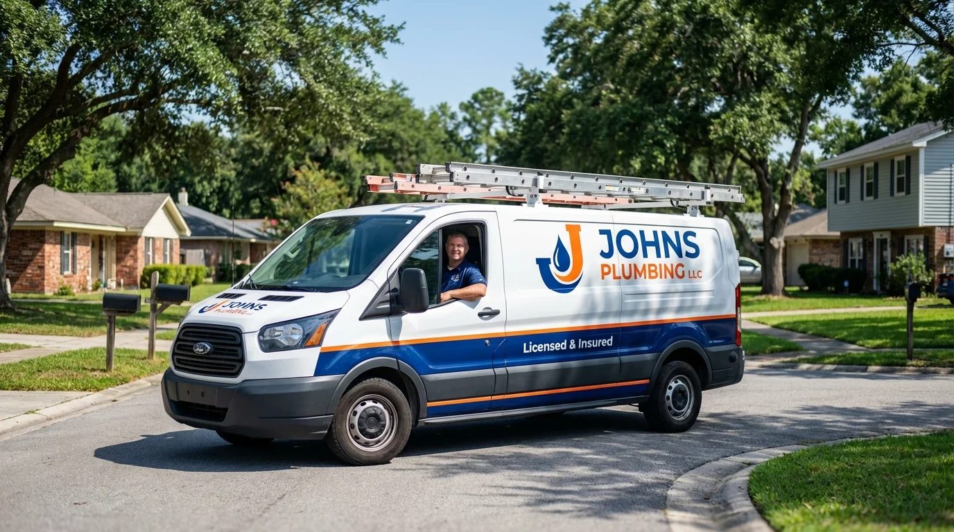 Johns Plumbing LLC service van in Christiana, PA