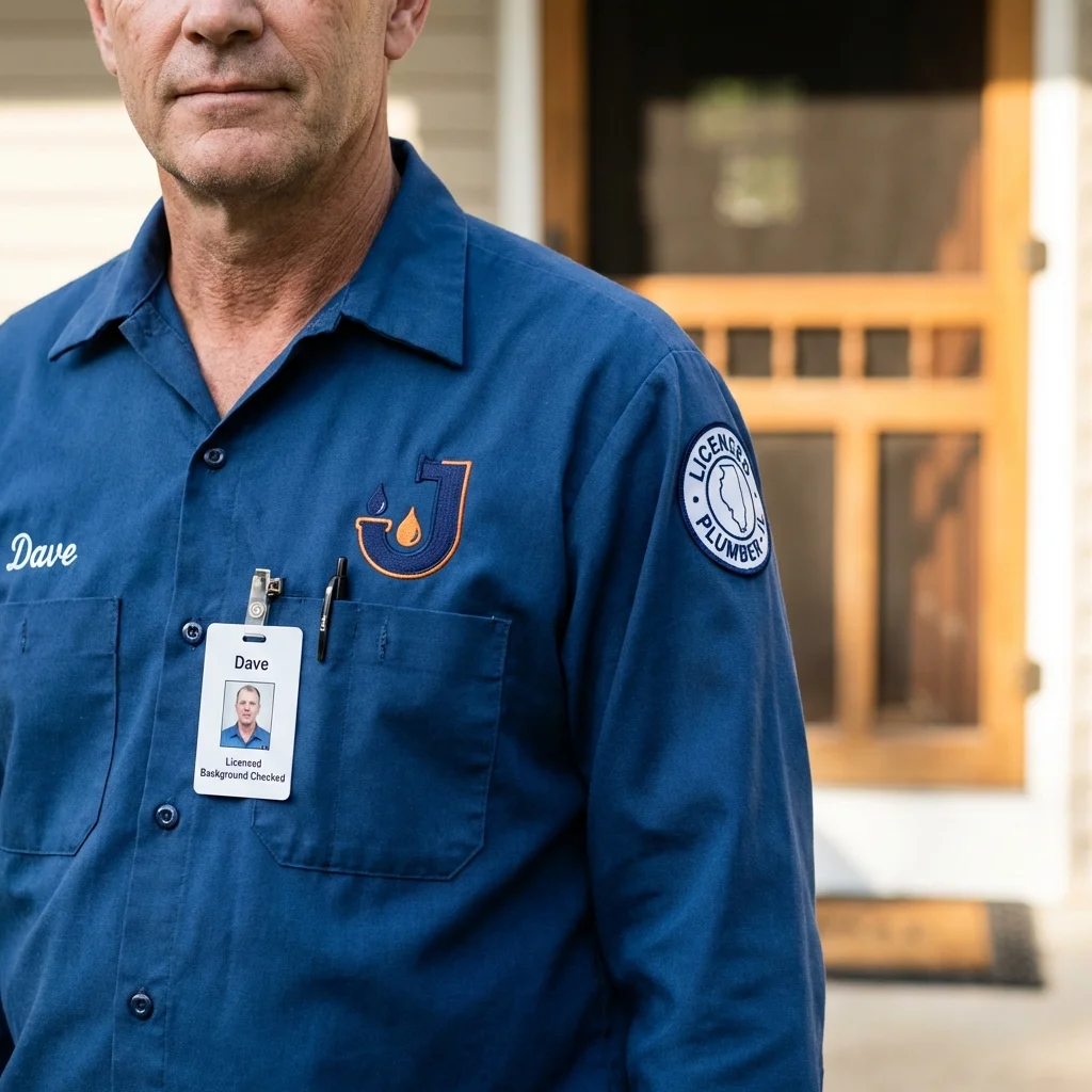 Licensed plumber showing ID badge in Christiana, PA