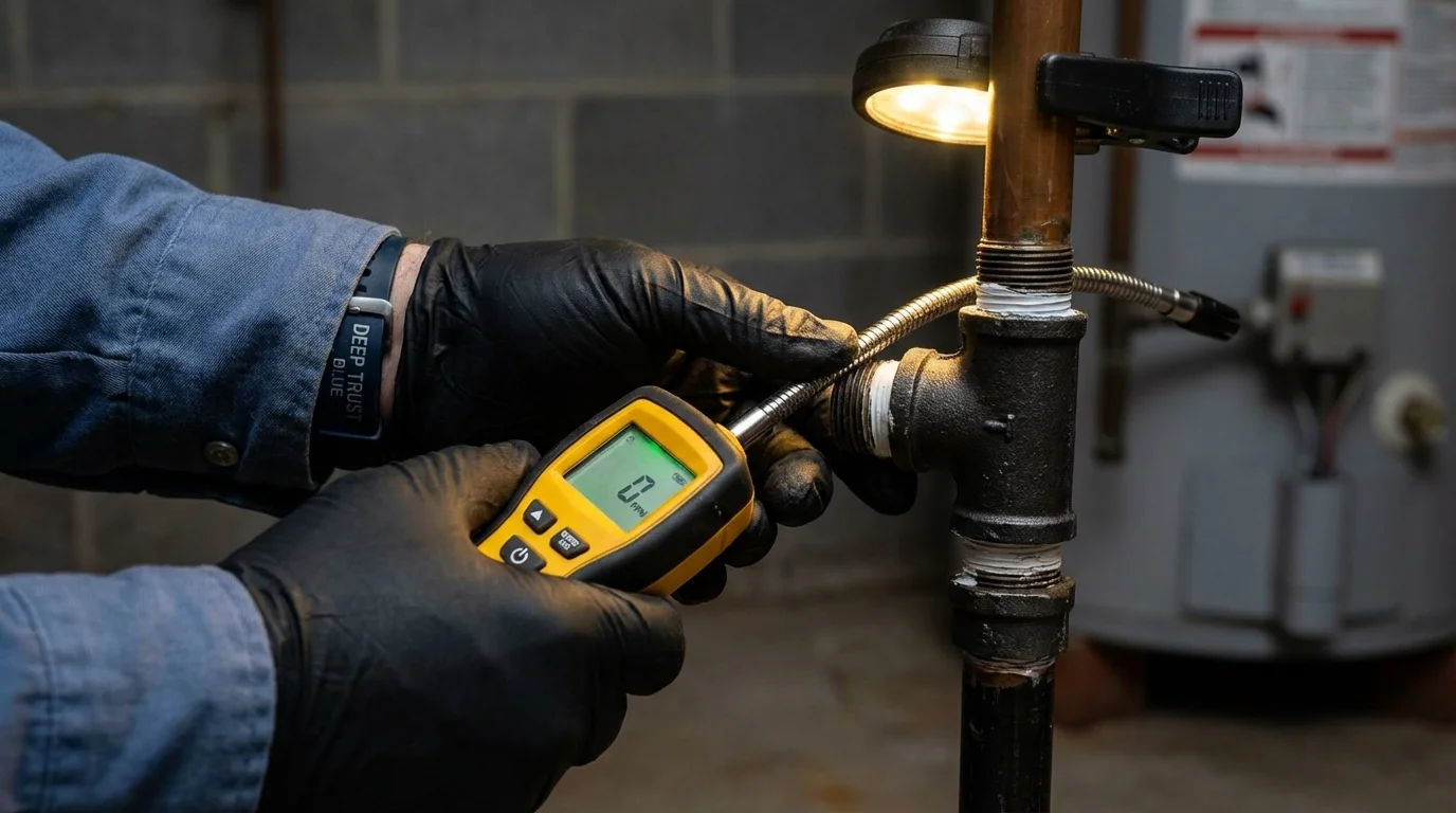 Gas leak detection with electronic sniffer by Johns Plumbing LLC in Christiana