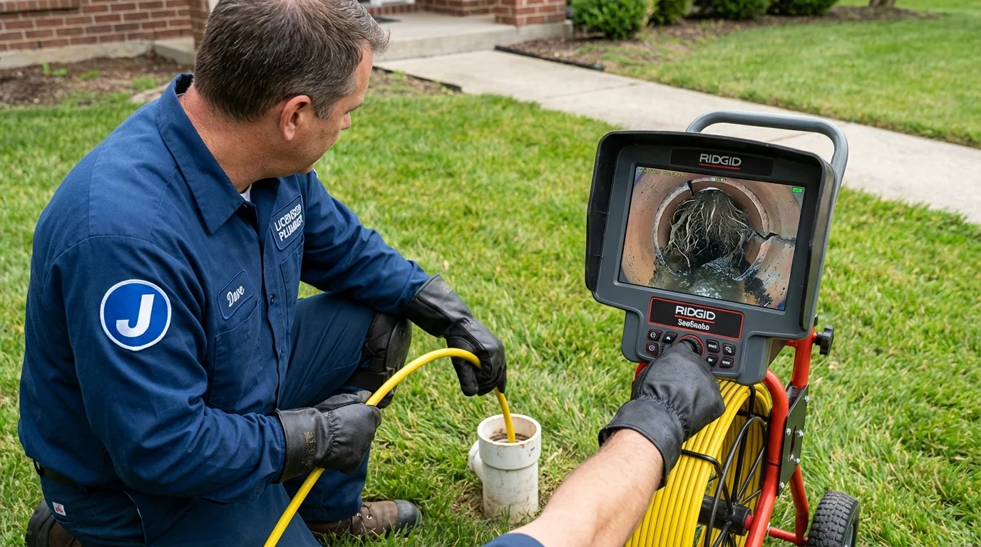 Sewer camera inspection being performed by Johns Plumbing LLC in Christiana